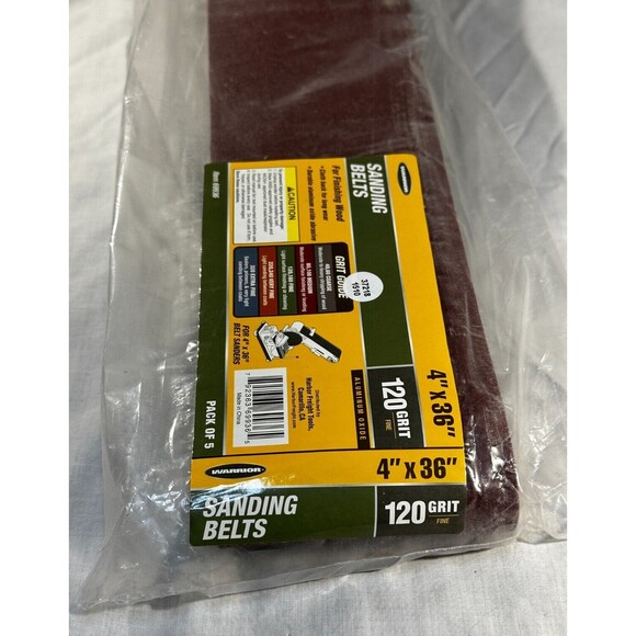 NEW Pack of 5 Warrior Wood Sanding Belts Item #69936 - I4 x36" - 120 Grit Fine - Picture 4 of 4